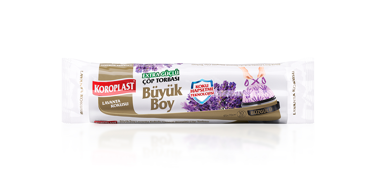 Koroplast Büzgülü Çöp Torbası Lavanta Kokulu Büyük 10'lu