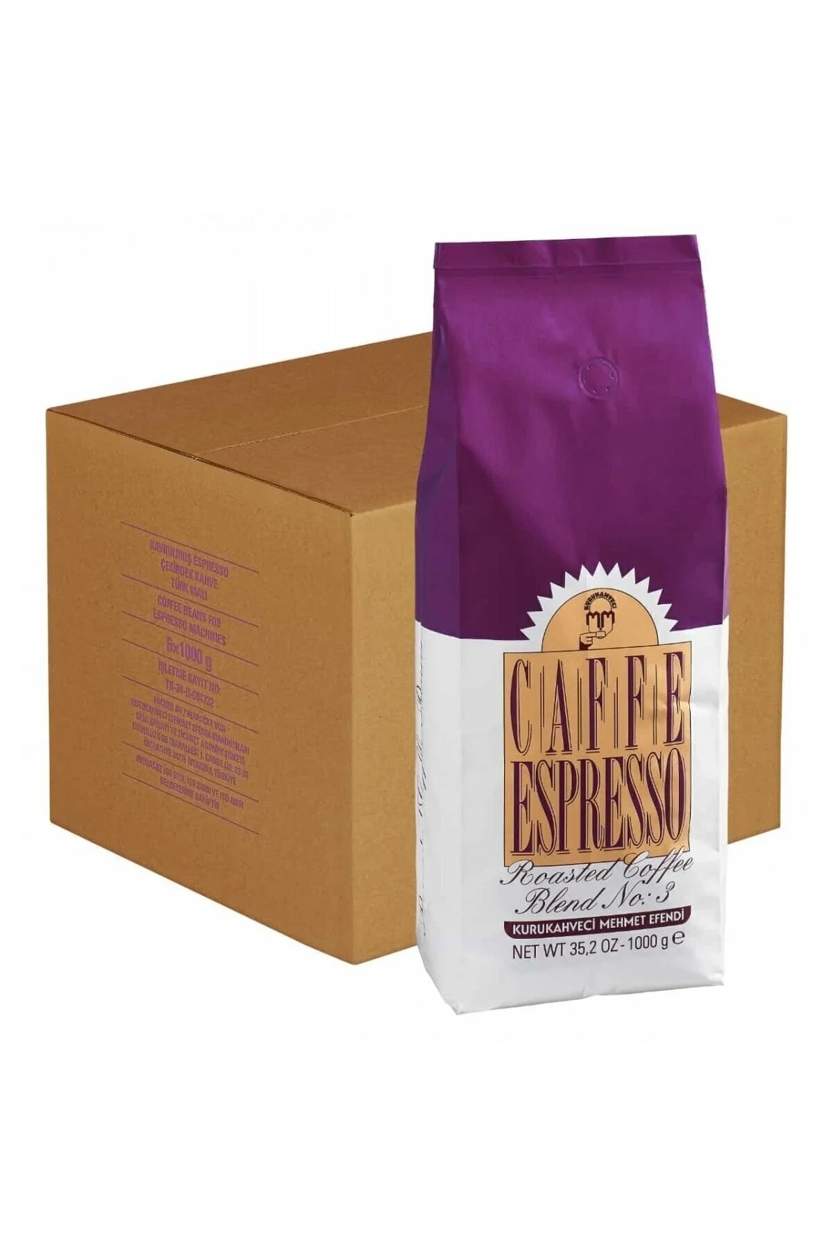 Kurukahveci Mehmet Efendi 1kg Çekirdek Espresso No.3 6 Adet