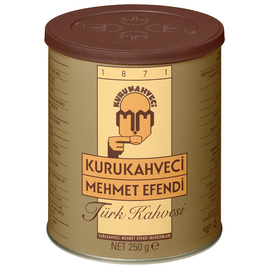 Kurukahveci Mehmet Efendi Çekirdek Türk Kahvesi 250gr.  Teneke Kutu