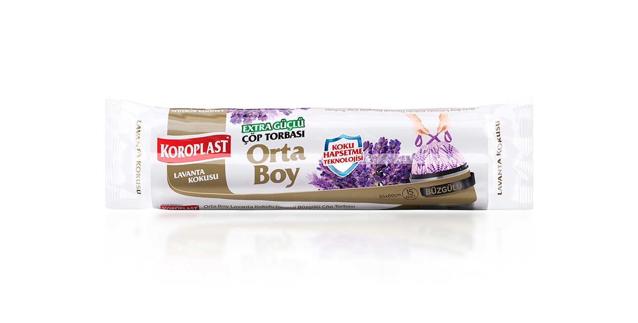 Koroplast Lavanta Kokulu Büzgülü Orta Boy Çöp Torbası